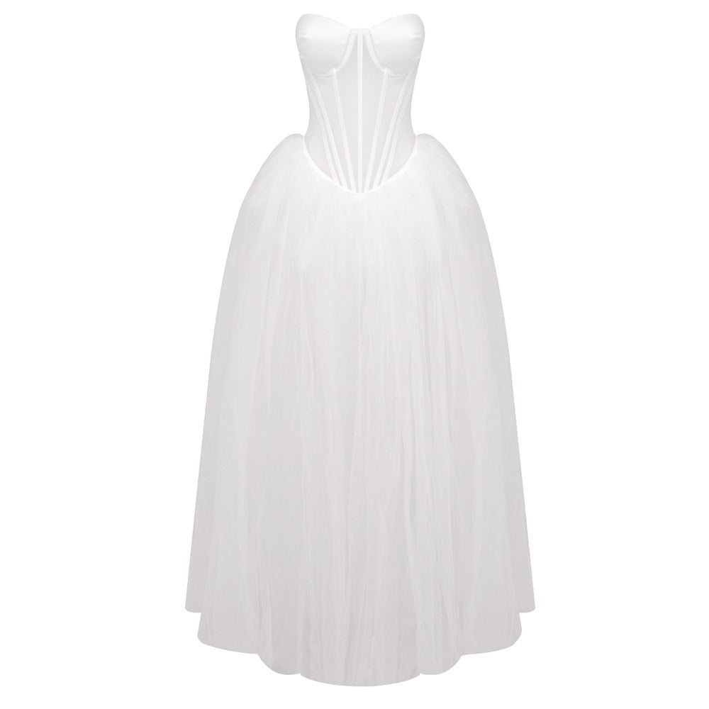 Ivory Strapless Corset Tulle Gown