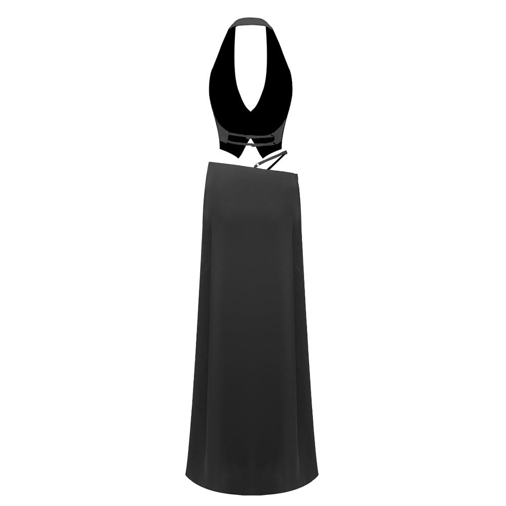 Satin Halter Two-Piece Gown