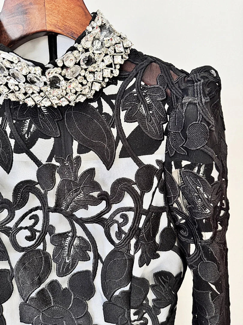 Luxury Black Satin Mermaid Evening Gown with Beading