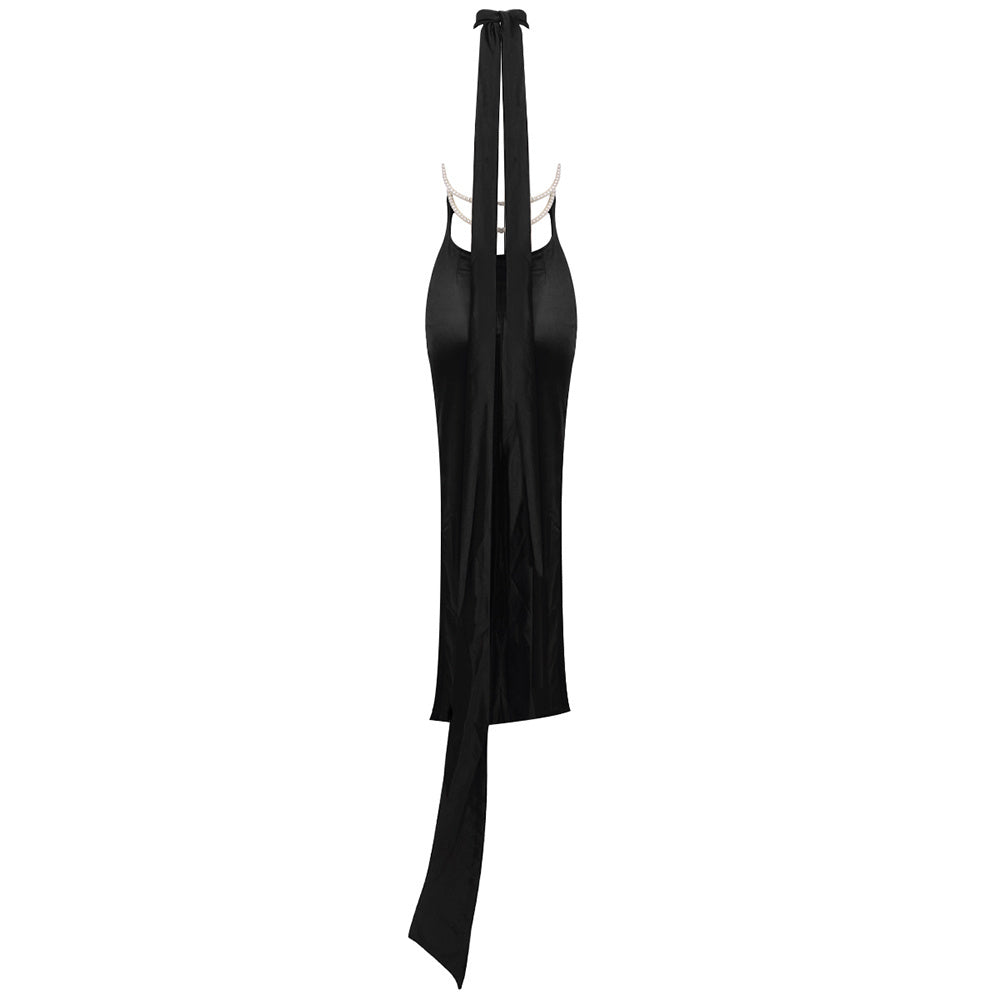 Satin Halter Column Gown