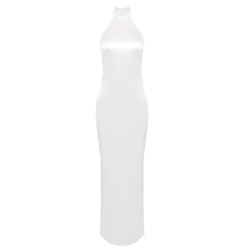 Satin Halter Column Gown