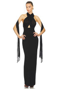 Halter Sheer-Overlay Gown