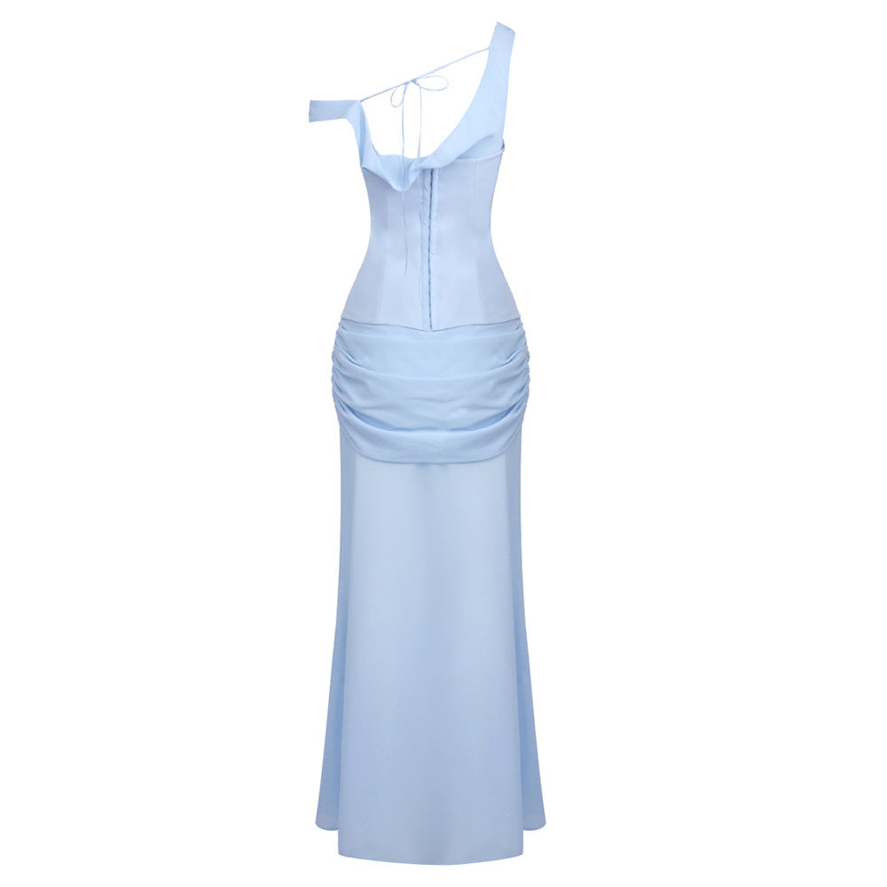 SS 2026 One-Shoulder Ruched Maxi Gown