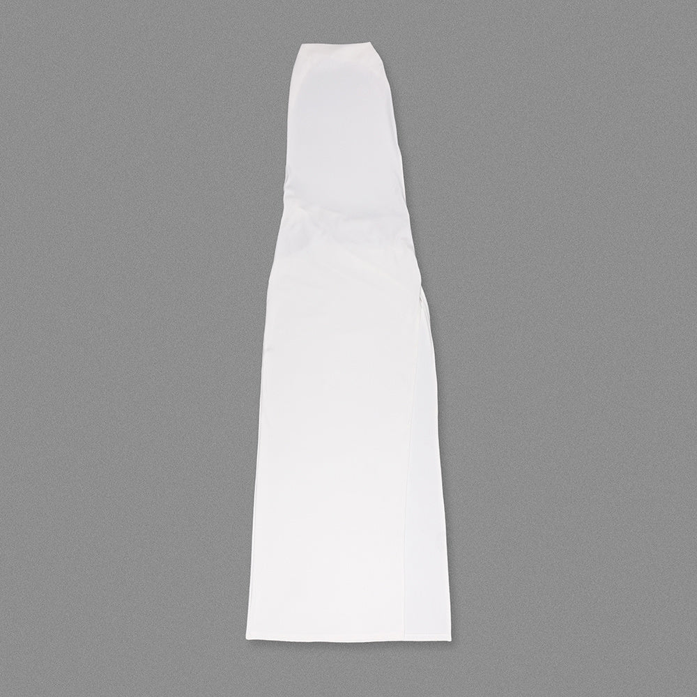 White Halter Backless Embellished Slit Maxi Gown