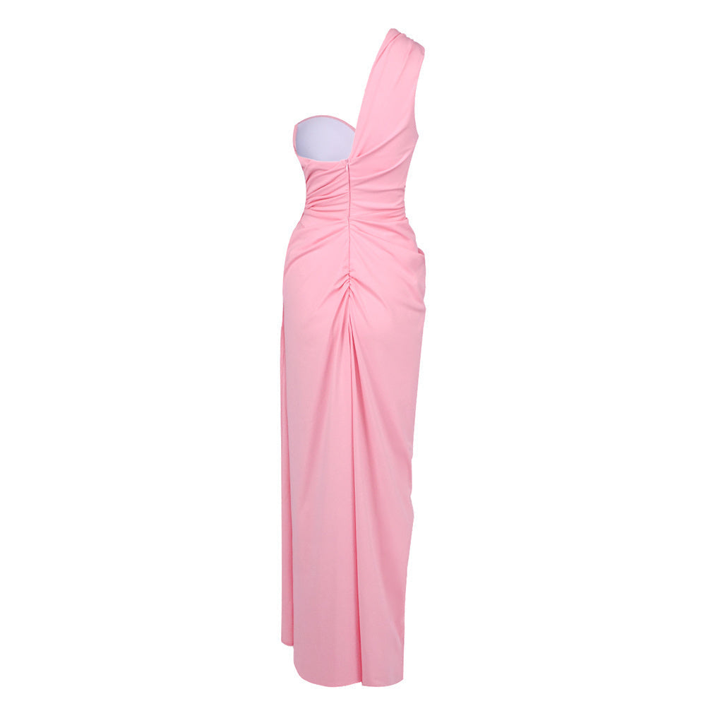 SS 2026 One-Shoulder Ruched Maxi Gown