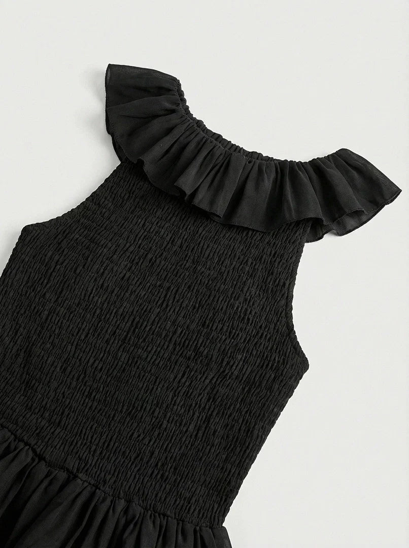 Black Satin A-line Evening Gown with Sweetheart Neckline & Beading