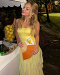 Lemon Drop Strapless Sequin Ruffle Gown